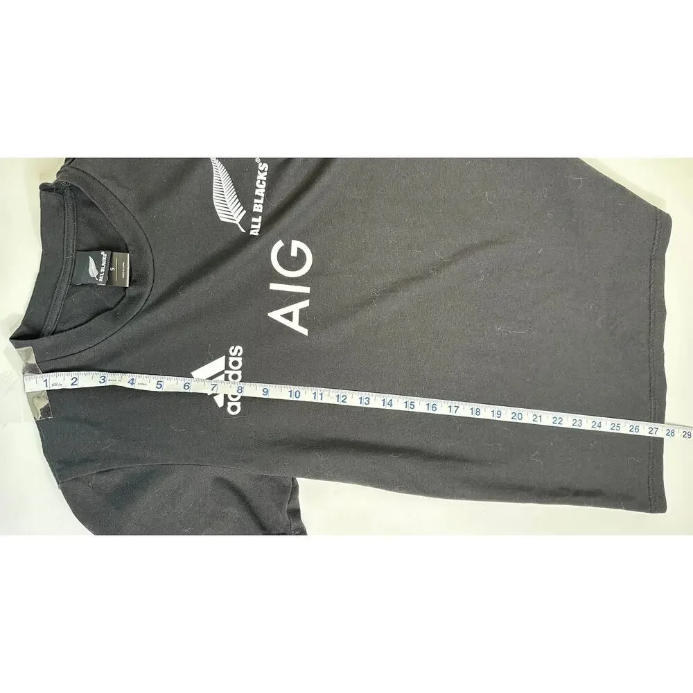 Adidas All Blacks Shirt Mens S New Zealand Rugby Tee Black Silver Fern Graphic